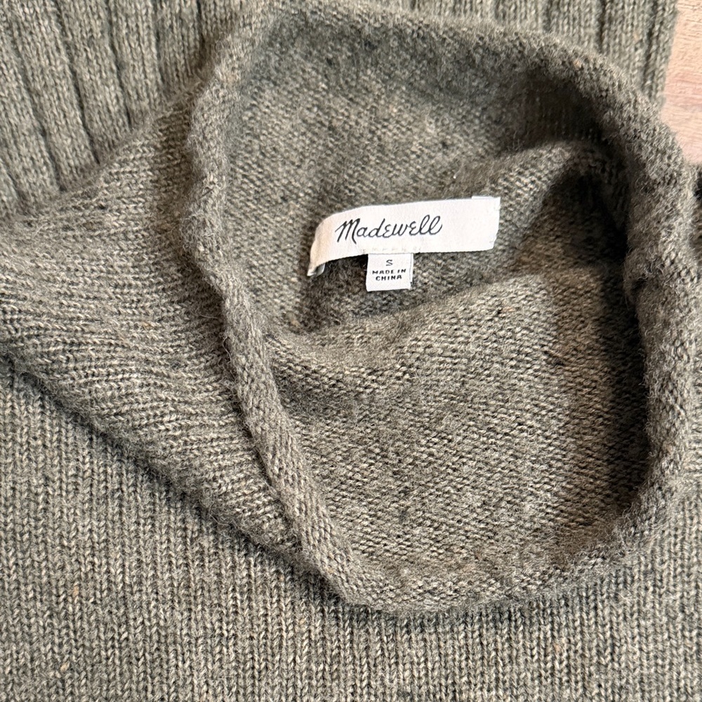 Madewell Olive Mock Neck oversized ribbed long sleeve Sweater size Small - Picture 7 of 8